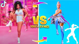 NEW FORTNITE DANCES/EMOTES IN REAL LIFE 100% IN SYNC!(Stuck,Bim Bam Boom,In Da Party, Get Schwifty)