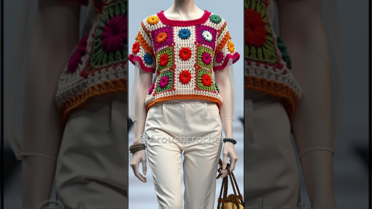 Crochet Granny Square tops/tunic/blouse