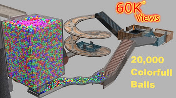20,000 Colorful Balls Marble Run Loop animation V18 #colorful #marblerun #marblerace #blendercycles