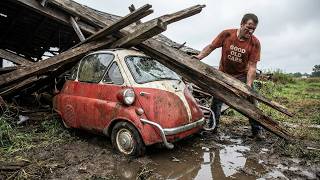 This Tiny BMW Isetta Was Forgotten Behind a Closed Seaside Motel…