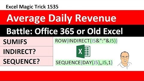 EMT 1535: Average Daily Revenue: SUMIFS with INDIRECT? or SEQUENCE? Inside AVERAGE