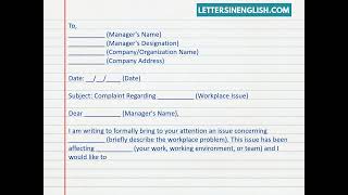 Workplace Complaint Letter | Complaint to Manager