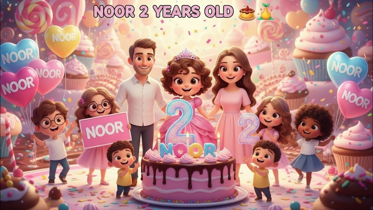 Noor’s 2nd Birthday Song 🎂 | Cute Happy Birthday for Toddlers | Kids Dance Party