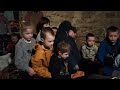 Ukranian children hiding from russian bomb
