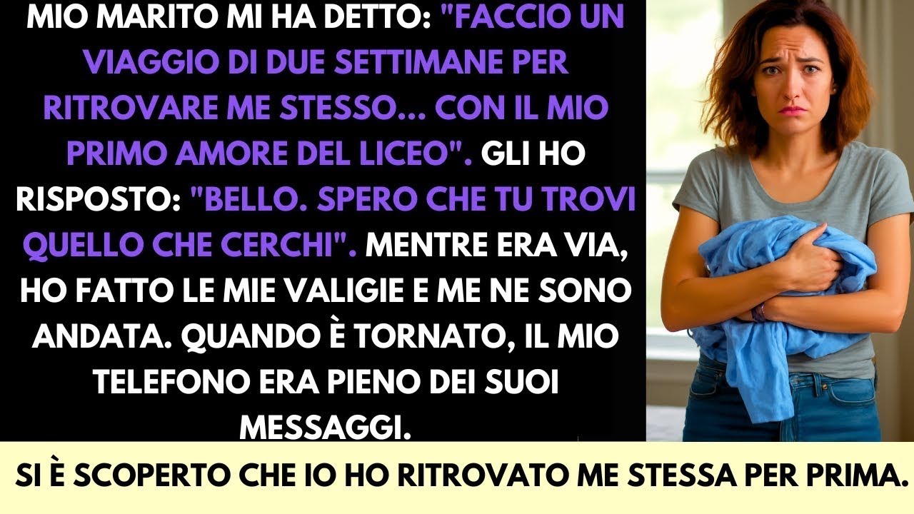 Mio marito mi ha guardata negli occhi e mi ha detto che partiva per due settimane per “ritrovare se stesso” con la sua fidanzatina del liceo. Io stavo piegando la sua camicia bianca, quella che...