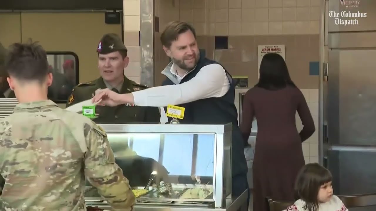 JD Vance, wife Usha and 3 children help serve Thanksgiving dinner early at US military base