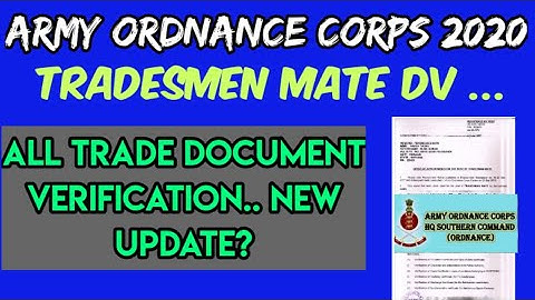 Army Ordnance Corps (AOC) Tradesmen Document Verification  AOC Tradesmen Result 2021 @trandsnews4845