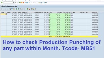28 HOW TO CHECK PUNCHING OF ANY PART WITHIN MONTH MB51! MATERIAL CONSUMPTION ANALYSIS IN SAP- MB51!