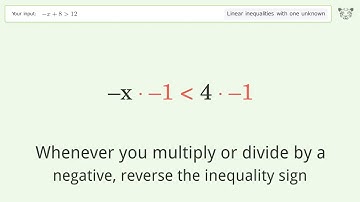 Solving Linear Inequalities: -x+8 is Greater Than 12