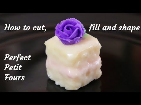 cake-lessons-shows-you-how-to-stack,-fill-and-cut-cake-for-1"-petit-fours