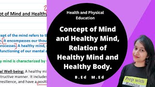 Concept of Mind and Healthy Mind, Relation of Healthy Mind and Healthy Body