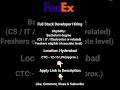 FedEx Full Stack Web Developer Hiring #freshersjobs #freshers #hiring #graduate #btechjobs #techjobs