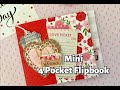 💗 Mini 4 Pocket Flipbook 💗 Flatmail/Junk Journal/Mini Album/Ephemera or Folio Folder IDEA