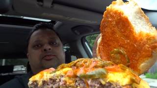 Trying out texas chicken and burgers hell burger mukbang style