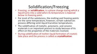 Module I: Solidification