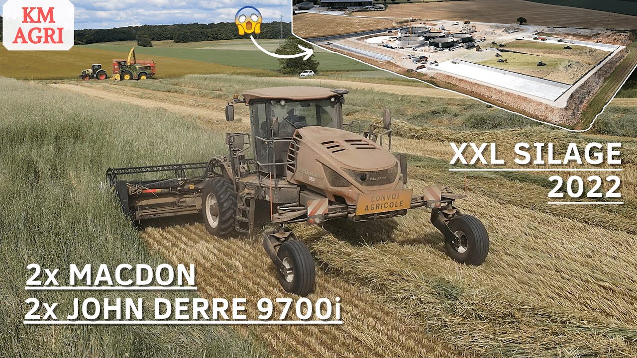 XXL FAUCHAGE & ENSILAGE de SEIGLE 2022 😱💪 | 2x MACDON, 2x JOHN DEERE 9700i ...