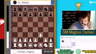 Magnus Carlsen uses the Bongcloud to beat Wesley So in game 1 of the Banter Blitz final