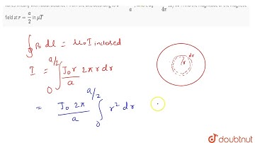 The current density `bar(J)` inside a long, solid cylindrical wire of radius `a =