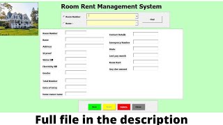 Room Rent Management System in Excel using VBA || House rental Management system project-House rant screenshot 2