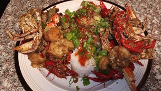 SAUTEED SEAFOOD WITH RICE & BAKED CHICKEN WITH SPANISH RICE