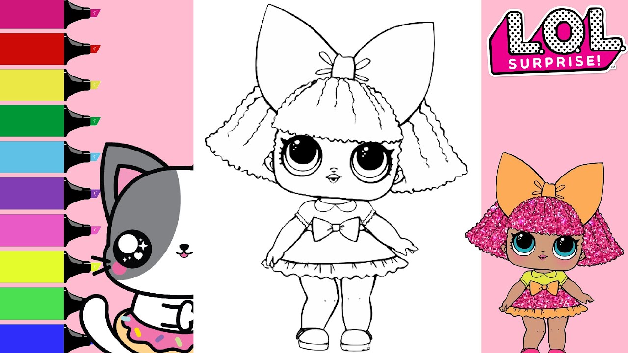 Coloring LOL Surprise Doll Glitter Queen and LIL Sister Coloring Book ...