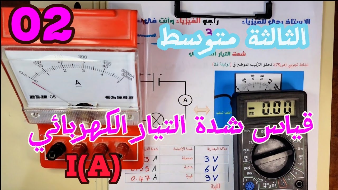 شدة التيار الكهربائي (الظواهر الكهربائية) السنة الثالثة متوسط