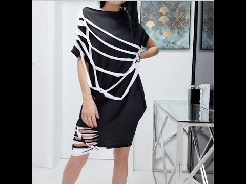 black white asymmetrical dress
