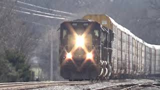 EMDs! CSX SD40-3 4049 and SD40-2 8367 Lead Q224-28 on 12/28/19