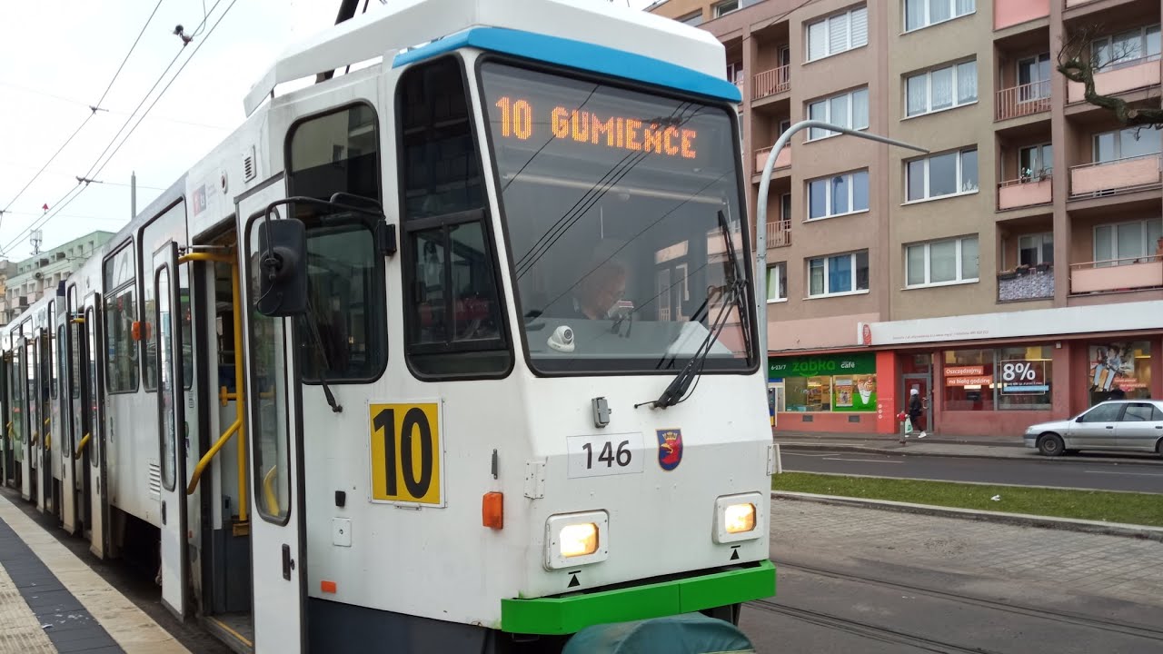 Przejazd tatrą KT4DT #146 na całej trasie linii 10 w Szczecinie