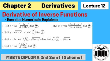 Derivatives Lec 12 || Applied Mathematics  ||2nd Semester || Diploma MSBTE ||
