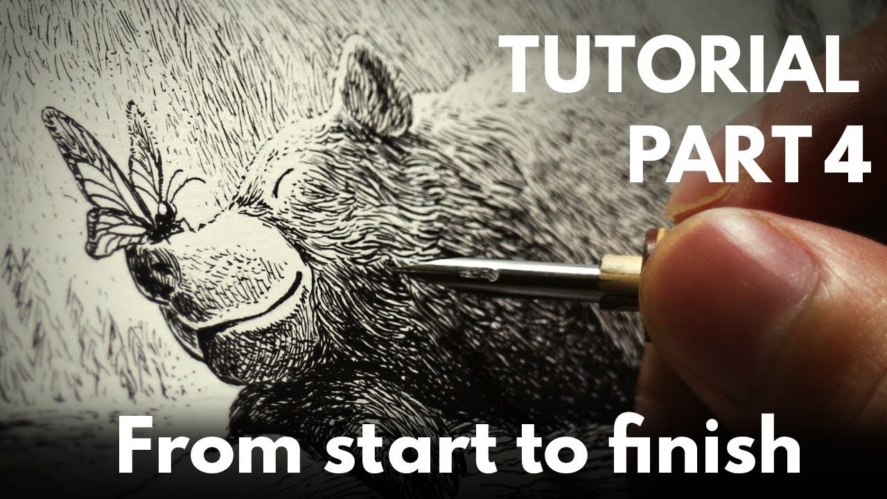 Illustration Tutorial: From start to finish!! Part 4 inking - YouTube