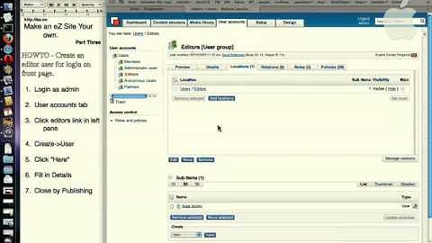 Your Own eZ Publish Site - Part 3 Create an Editor User