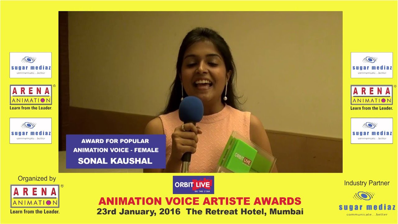 Sonal Kaushal - Thank you Speech - Animation Voice Award - Sugar Mediaz - Arena Animation