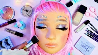 ASMR Pink Unicorn Glam Makeup on Mannequin (Whispered)