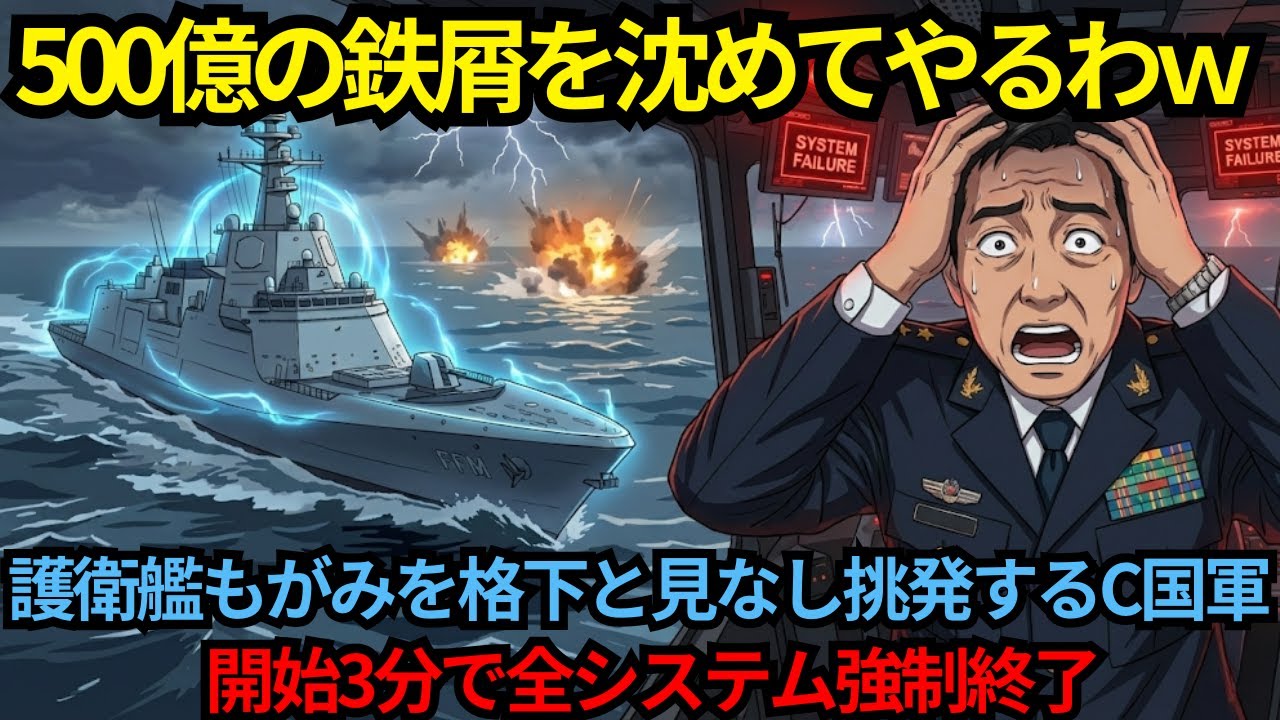 「鉄屑を1200億円で買ったのかｗ」中韓合同艦隊が護衛艦もがみを嘲笑→直後、物理無視の『見えない多段斬り』に発狂し謝罪！#海外の反応 #自衛隊 #漫画