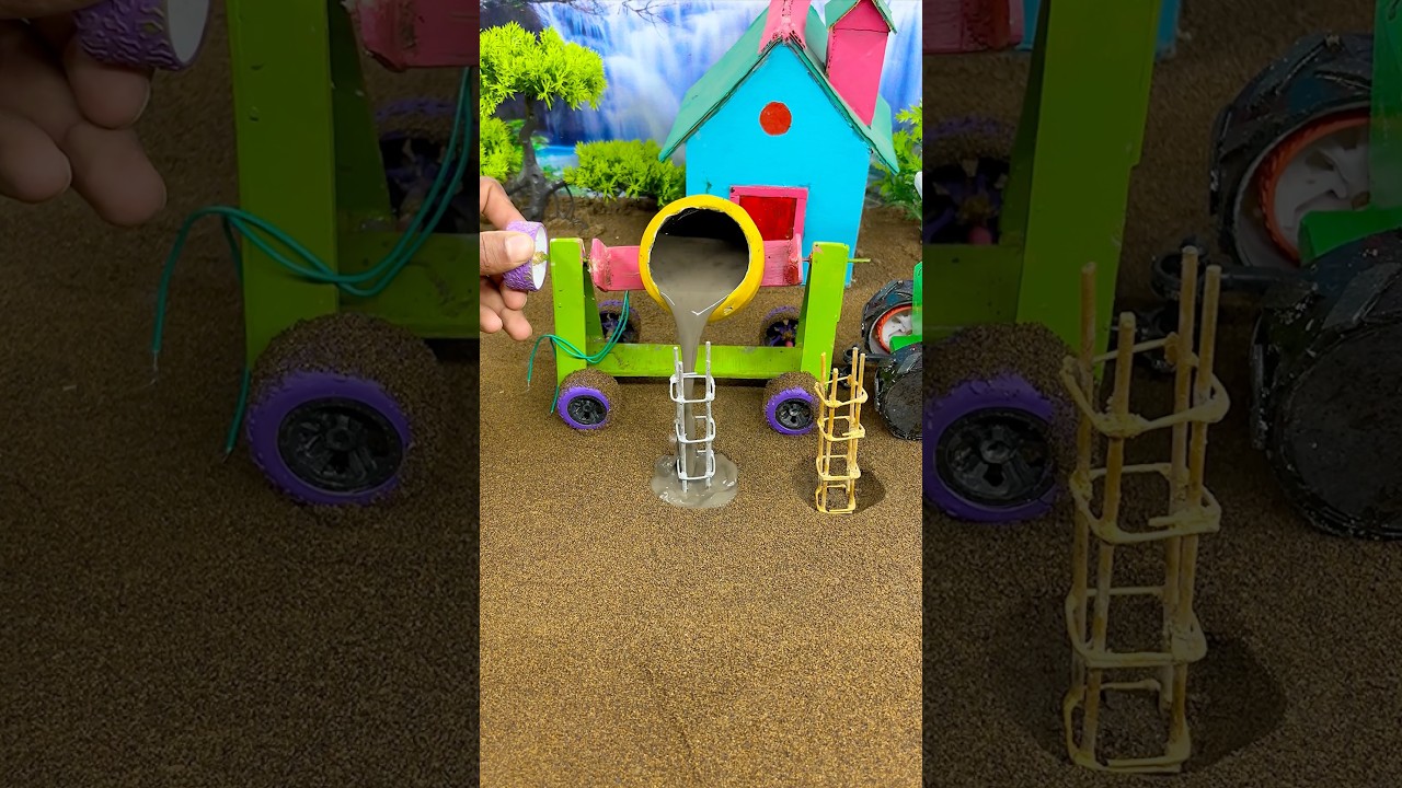 😲 Mini Tractor Making Cement Pillar | Real Working DIY Construction |