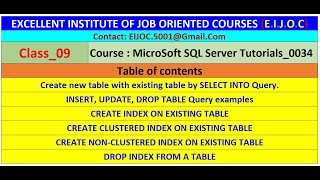 09_24.1110_MicroSoft SQL Server Tutorials_0034_Delete, Drop Table, Create & Drop Index Examples