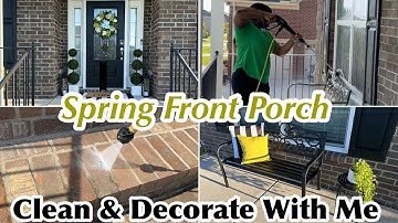 SPRING FRONT PORCH CLEAN & DECORATE WITH ME|SPRING PORCH DECORATING IDEAS