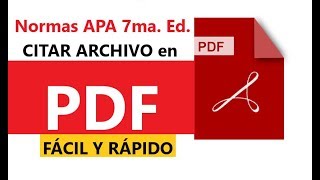 APA RULES: CITING PDF FILES, SEVENTH EDITION (7th) STEP BY STEP IN WORD
