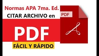 NORMAS APA: CITAR ARCHIVO PDF, SÉPTIMA EDICIÓN (7ma.) PASO A PASO EN WORD