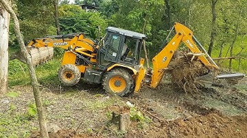 JCB vs A Big Tree Root - JCB Pulling Out Tree Root - Dozer Video