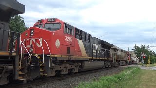 Monster 14K Foot Stack Train CN 120 w/DPU Rumbling thru Downtown Moncton, NB
