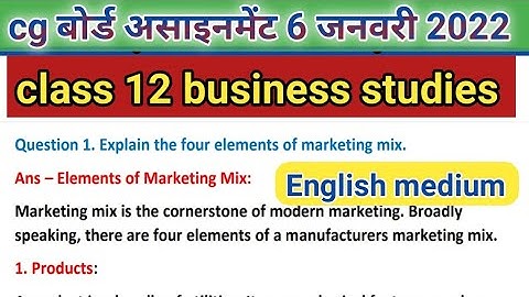 Business studies assignment 6 in English medium | cg board assignment 6 in English medium