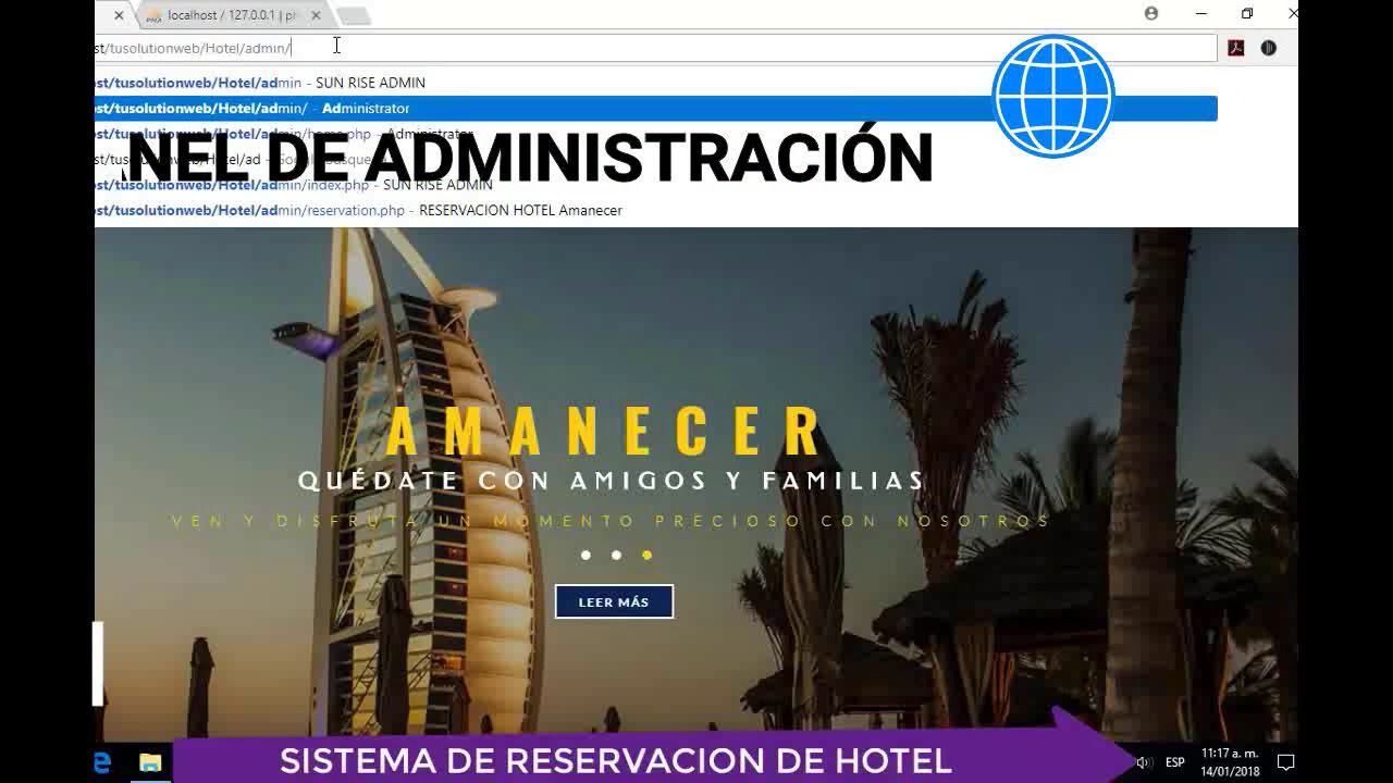 sistema para reserva de hotel desarrollado con PHP y MySQL
