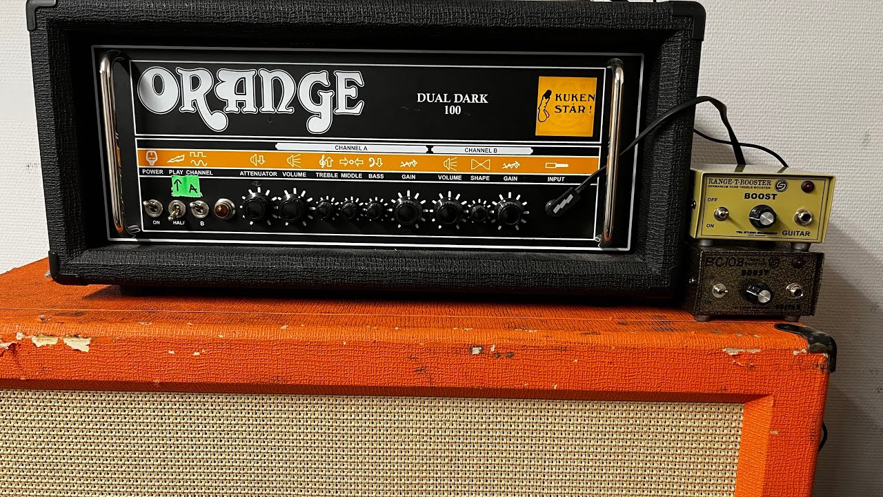 Orange  Dual Dark 100 & 412 PPC HP (400w) works well for rock. ‘79 Fender Strat + TSL Range M/Tboost