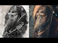 Realistic Viking - Shoulder Tattoo (drakkar / beard / details with white)