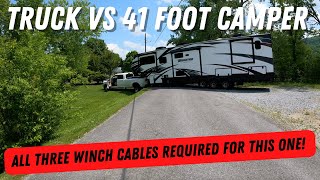 Truck VS 41 Foot Trailer | All Three Winch Cables Required For This One