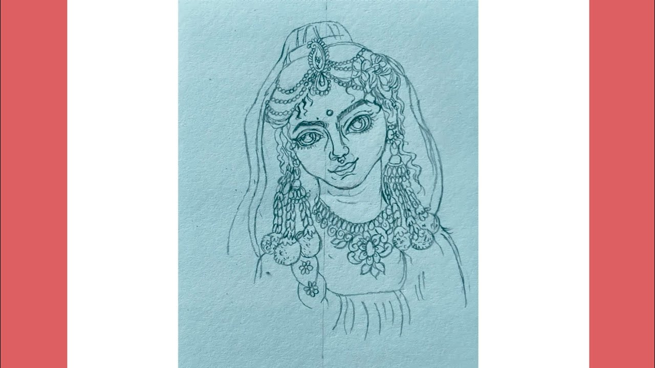 How To Draw Radha Rani Face-Outline Drawing