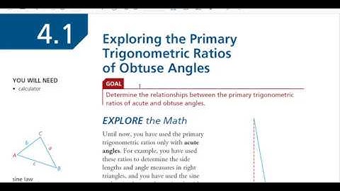 FM 20 4.1 Obtuse Angles and Primary Trig Ratios