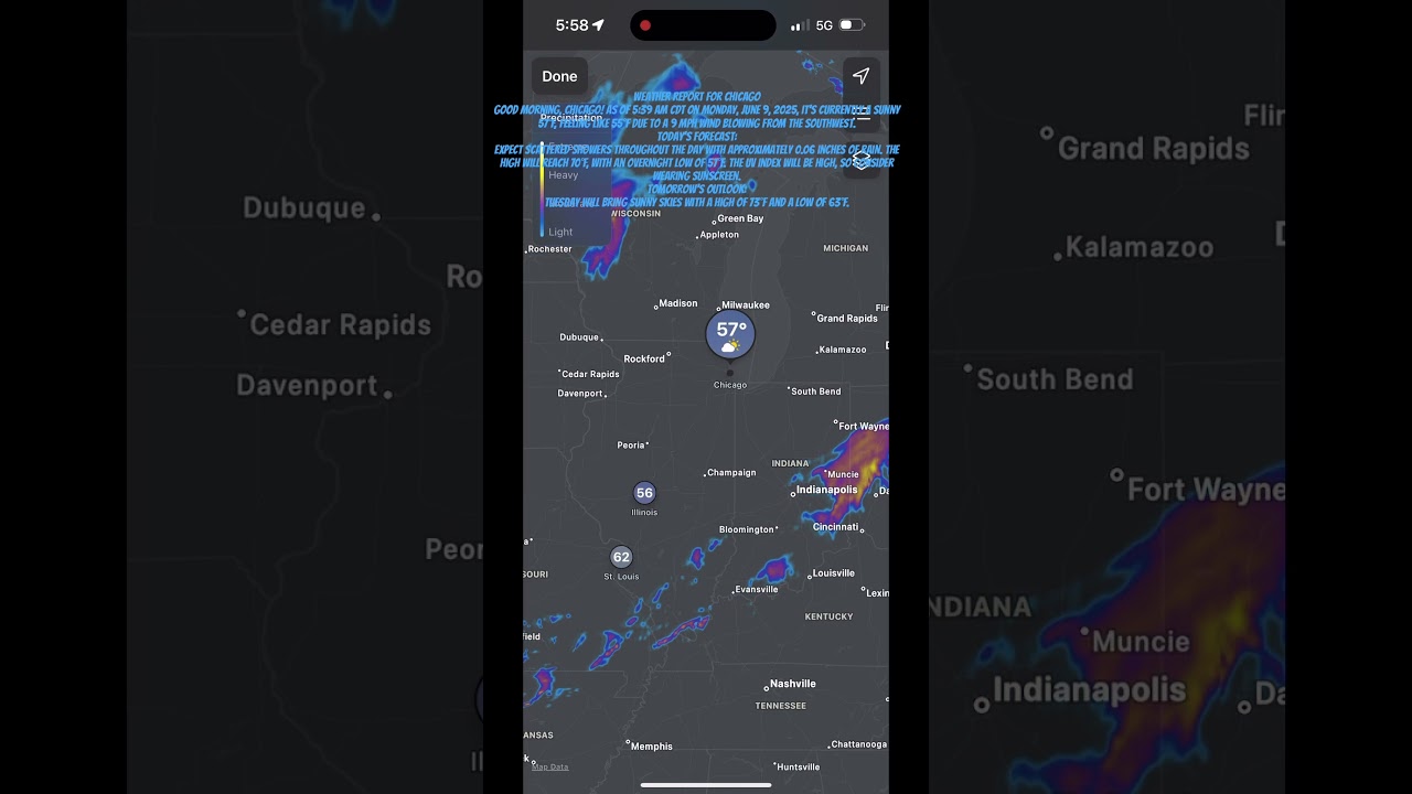 Here’s a weather report for Chicago June 9 2025 